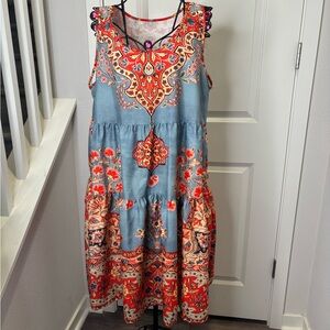 Blue and Orange Boho Dress
